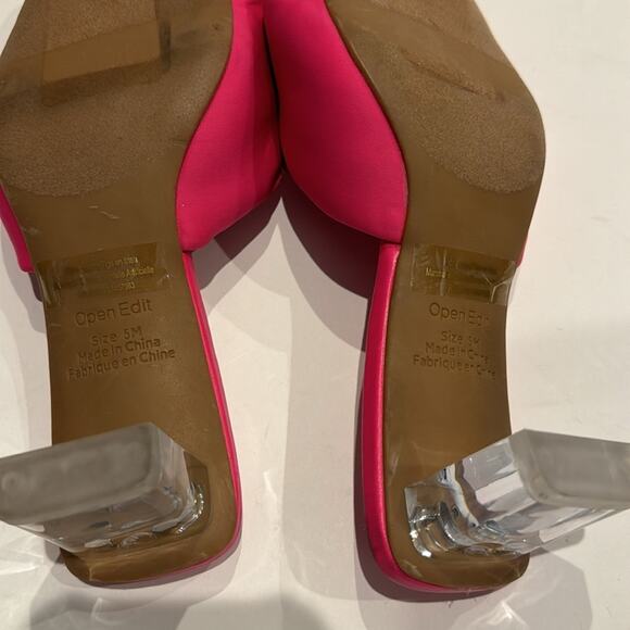Open Edit NWOT Cleo Sandals in Pink Rouge with Clear Heel. - Picture 6 of 11